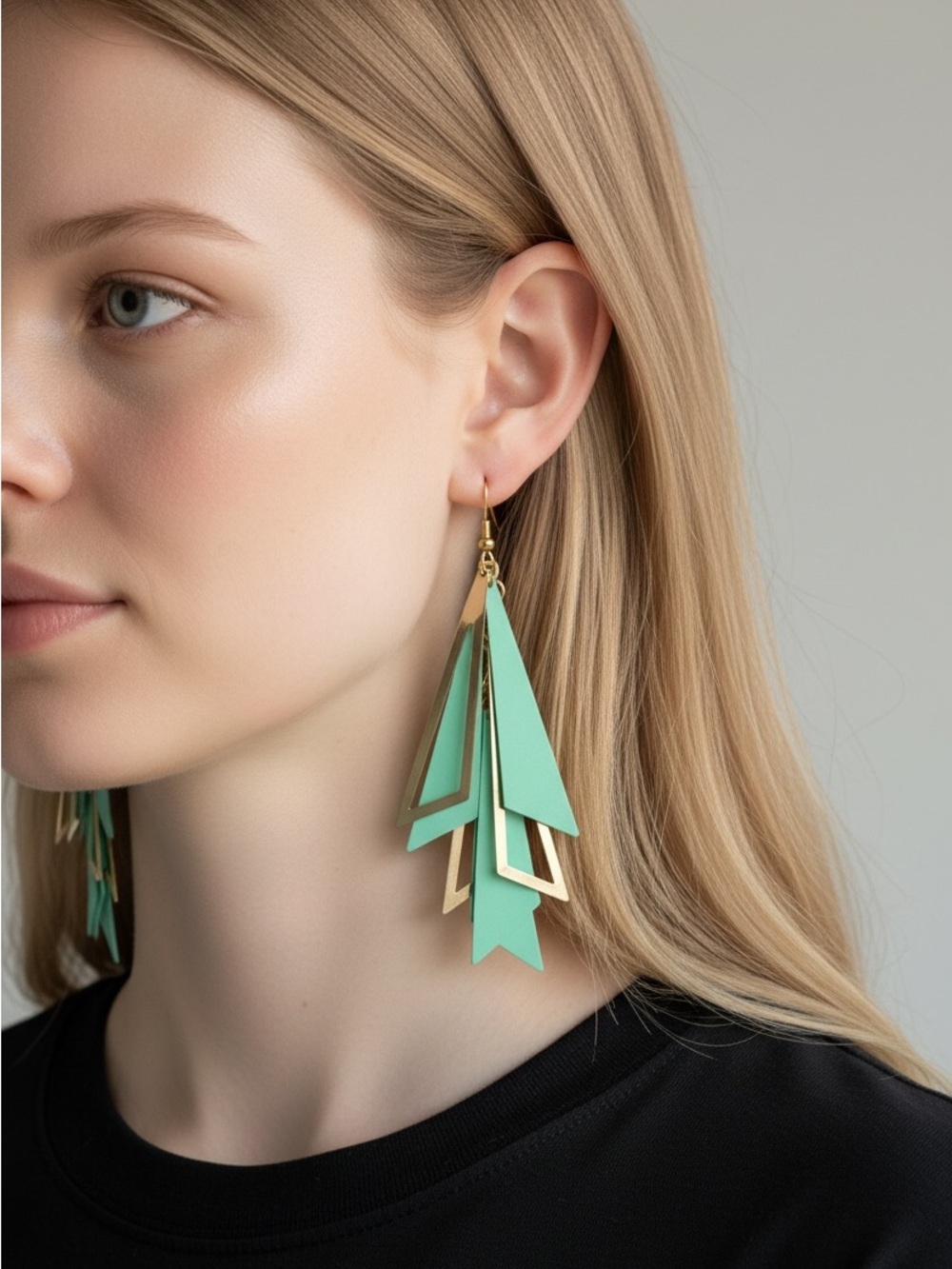 10/4 Gold-Tone Mint Geometric Drop Earrings - Women Jewelry